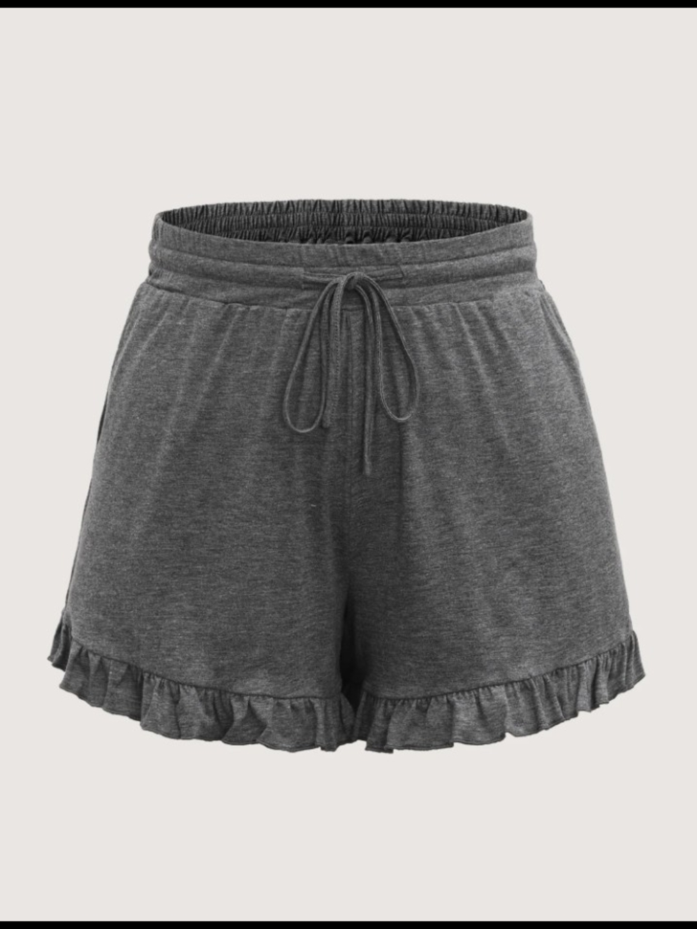 Bloomchic Cozy Ruffle Hem Women's Shorts - Charcoal - Picture 5 of 5